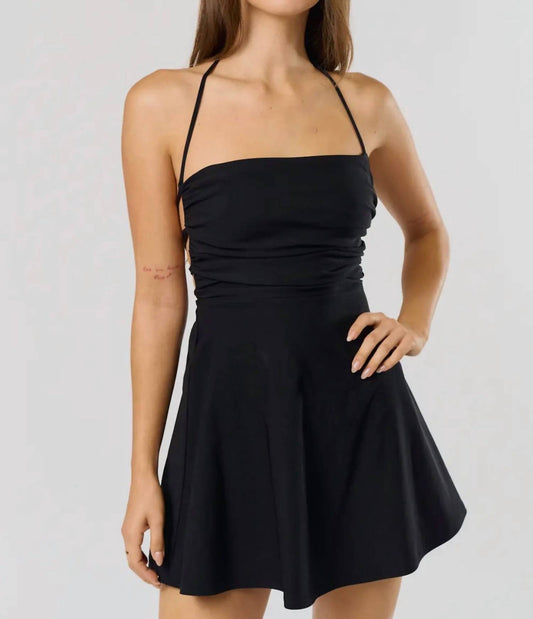 Blue Blush - Bailey Lace Up Back Mini Dress