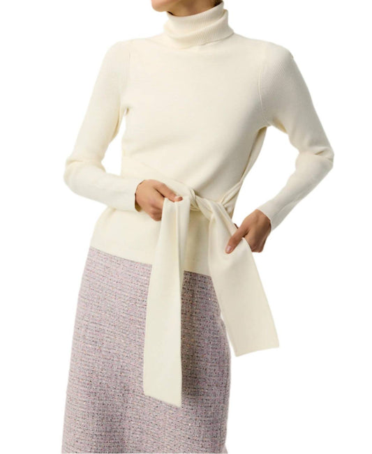 Toccin - Brielle Long Sleeve Tie-front Turtleneck Top