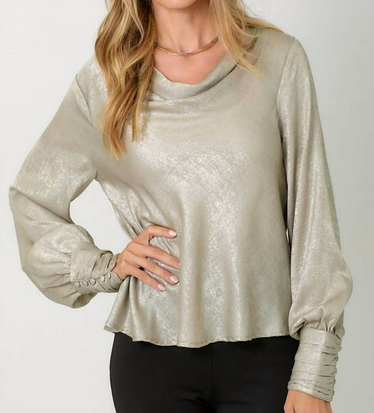 Mystree - Metallic Cowl Neck Blouse