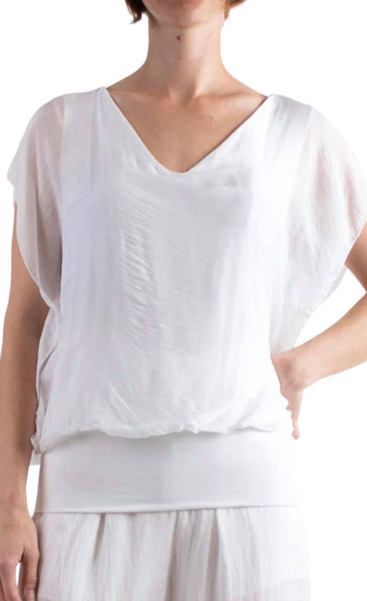 Gigi Moda - V-neck Flutter Sleeve Top