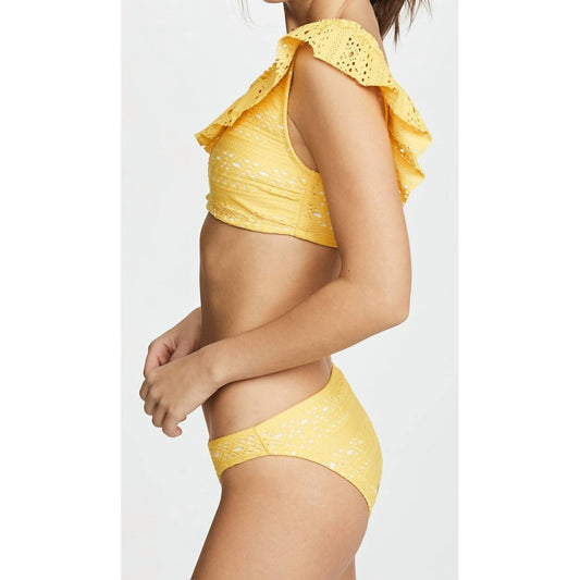 Shoshanna - Palm Springs Eyelet One Shoulder Ruffle Bikini Top