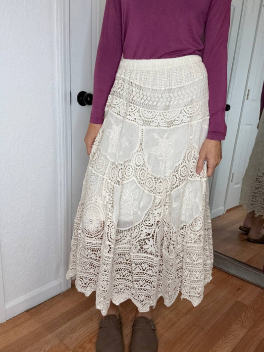 Pol - London Lace And Crochet Midi Maxi Skirt
