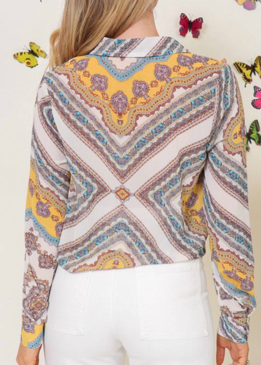 Timing - Chaîne Chiffon Button Down Top