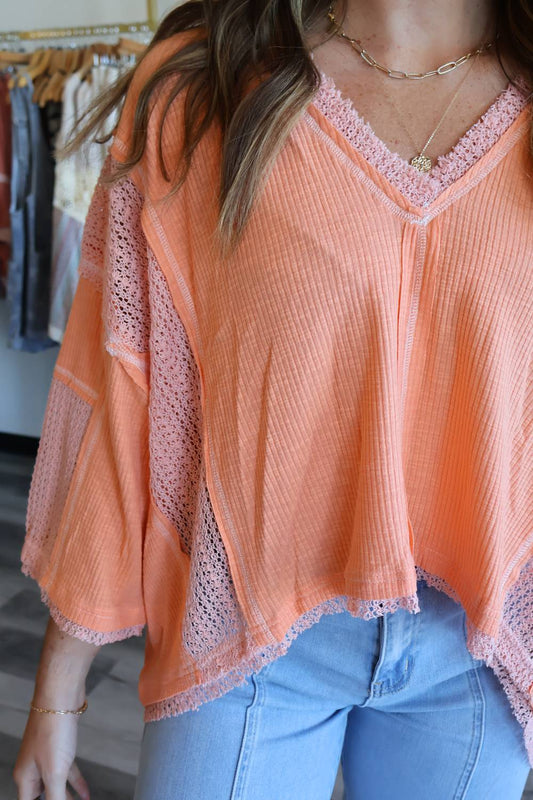 Pol - Allen Rib Contrast Top