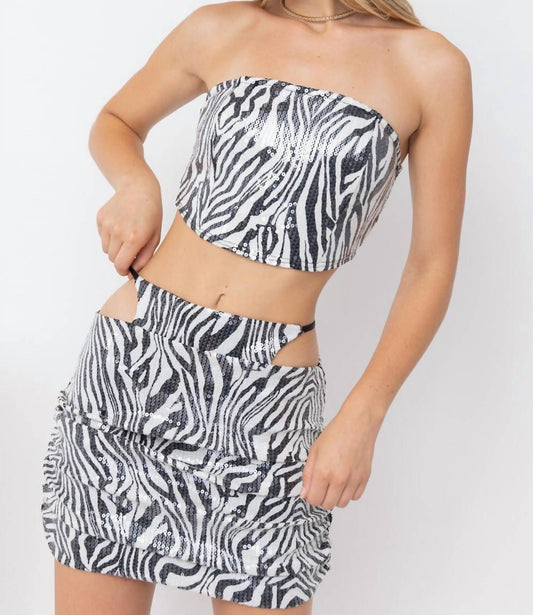 Pretty Garbage - Millie Sequin Zebra Skirt