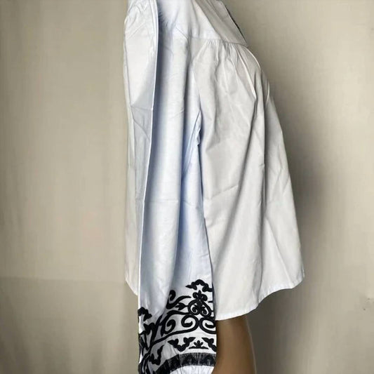 Chakeris - Women's Caroline Embroidered Sleeve Top