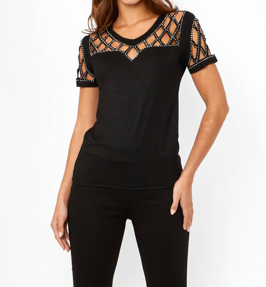 Frank Lyman - Studded Scoop Neck Knit Top