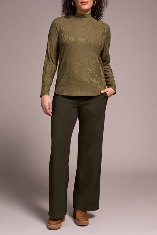 Tribal - Long Sleeve Mock Neck Jacquard Top