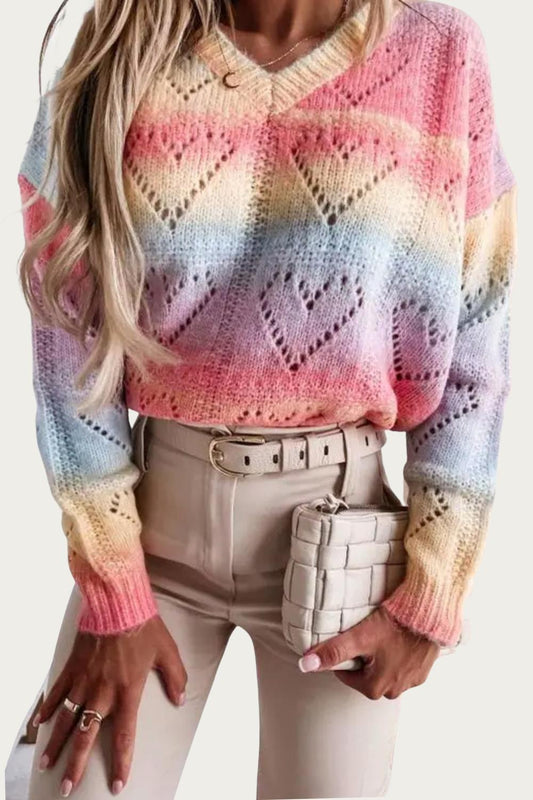 HEART V-NECK KNIT SWEATER