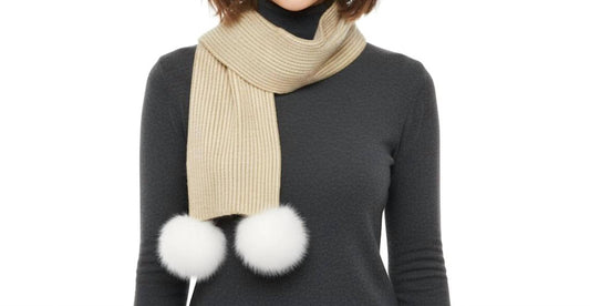 Mitchie'S Matchings - Women's Ribbed Fox Pom Scarf