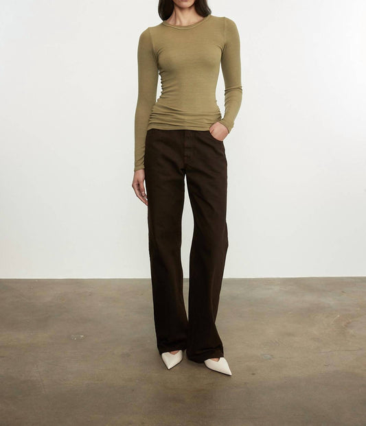 Enza Costa - SILK RIB LONG SLEEVES CREWNECK TOP