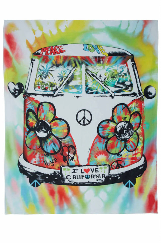 Lauren Moshi - Brinkley Tie Dye Peace Bus Square Blanket Towel
