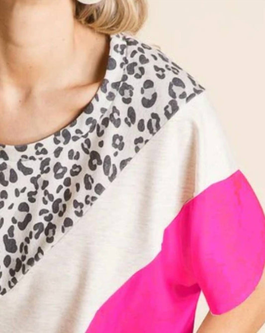 Bibi - Leopard & Color Block Top