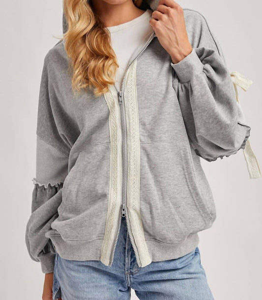 Bluivy - Balloon Sleeve Lace Hoodie