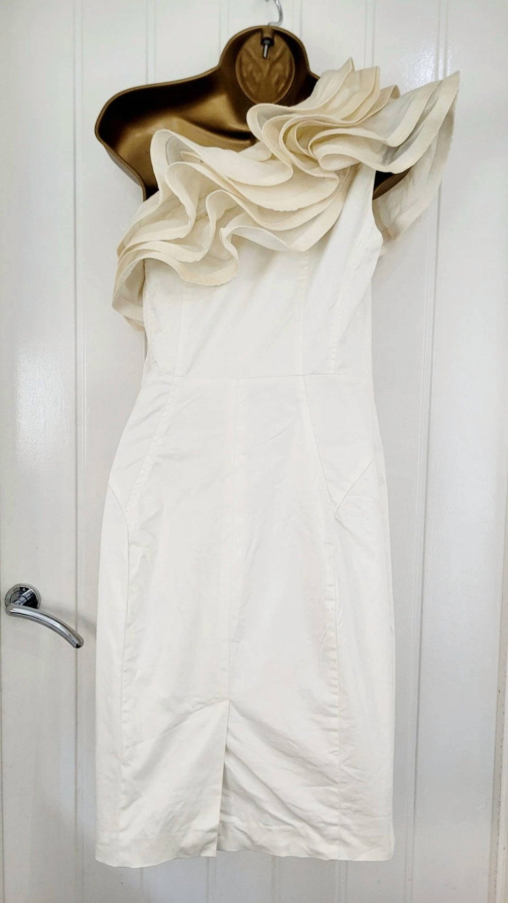 one shoulder ted baker dress TED BAKER LONDON NWT One-Shoulder Pleated Waist Satin Sheath Midi Dress US 2 XS
