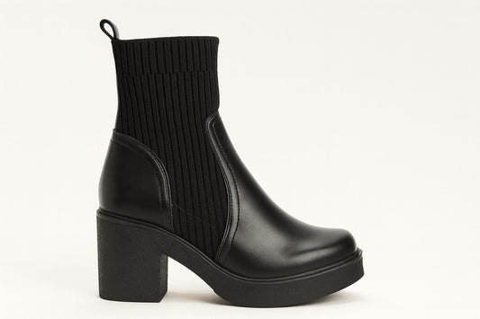 Everglades - Women's Leather & Knit Stretch Ankle Platform Boots
