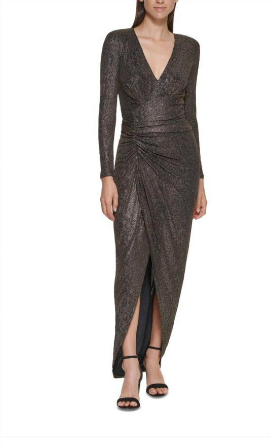 Vince Camuto - Shimmer Long Sleeve Gown