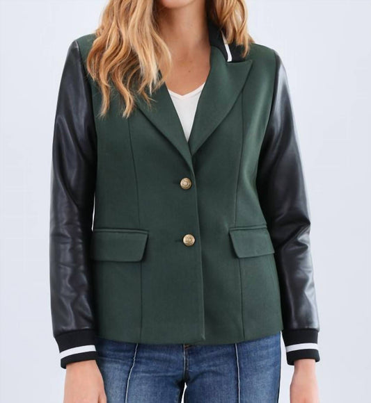 Fdj - Edgy Faux Leather Accent Blazer