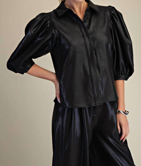 Glam - The Clara Puff Sleeve Button Down Top