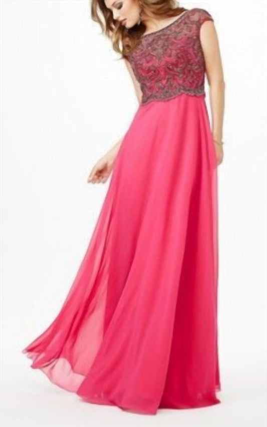 Jovani - Cap Sleeve Beaded Bodice Gown