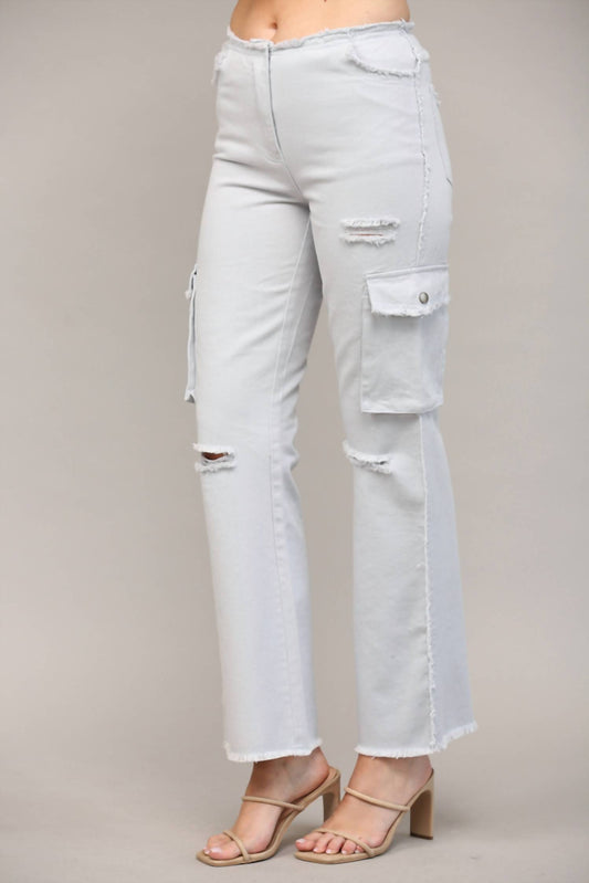 Fate - Distressed Detail Flare Cargo Pants