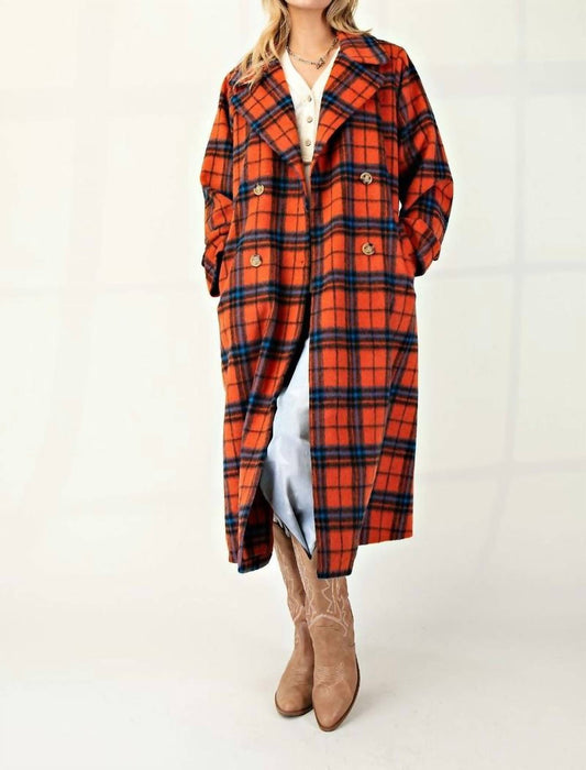 Easel - Women's Plaid Long Coat