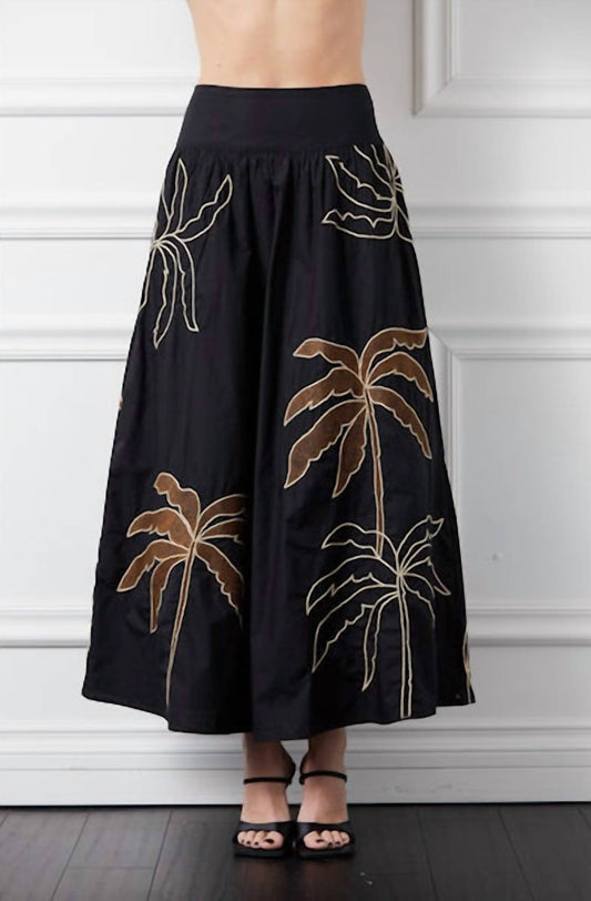 Ciebon - Embroidered Palm Tree Skirt