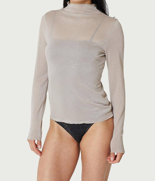 Find Me Now - Light Lurex Mock Neck Top