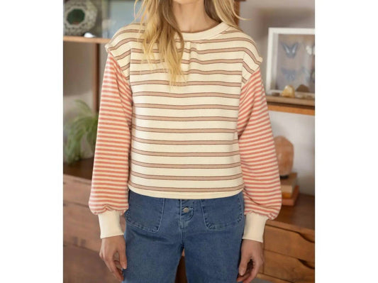 Voy - Mixed Striped Long Sleeve Knit Top