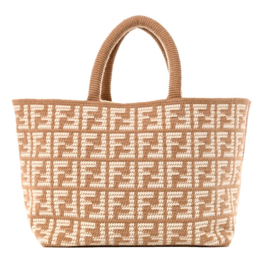 Fendi - Women's Ff Cammello Knitted Cashmere Large Shopper Tote Bag