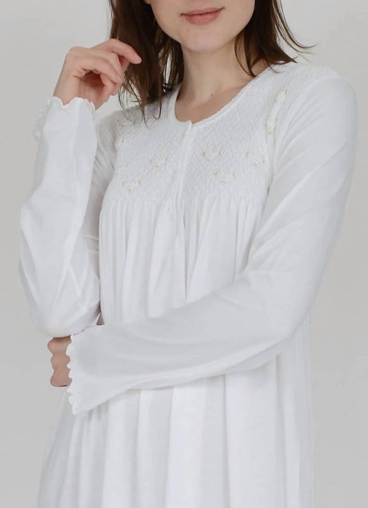 Cotn Collection - Smocked Long Sleeve Nightgown