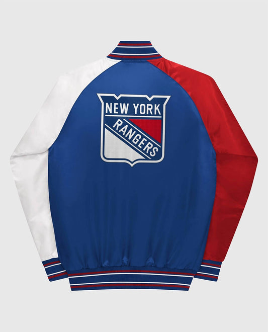 Starter - Youth New York Rangers Varsity Satin Full-snap Jacket