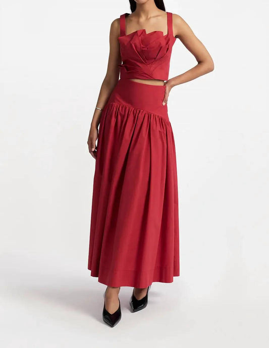 Lela Rose - Cotton Poplin Drop Waist Seam Skirt