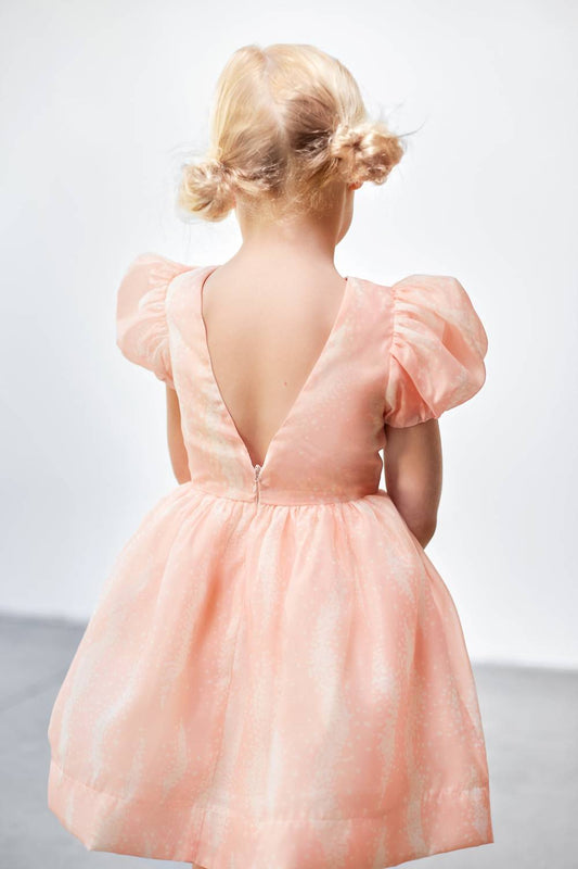 Omamimini - Fit & Flare Dress with Puff Sleeves