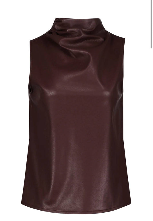 Bishop + Young - Women's Claude Faux Leather Cowl Neck Top