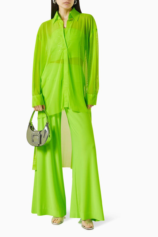 Norma Kamali - Hi Low Oversized Boyfriend Neck Shirt With Collar