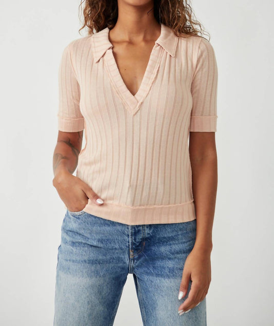 Free People - Krystal Polo Collared Short Sleeve Top