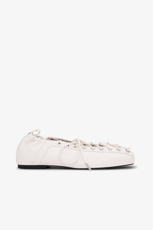 Ganni - Women's Eyelets Lace Up Ballerina