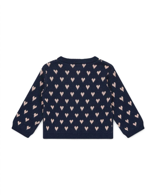 Bonton - Kid's Hearts Double Jacquard Knit Cardigan