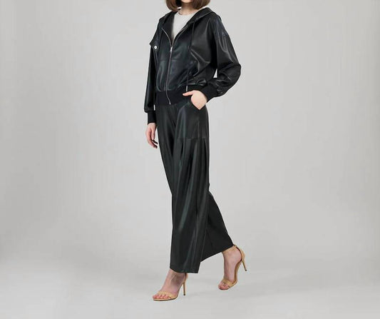 Clara Sunwoo - Liquid Leather Drawstring Track Jacket