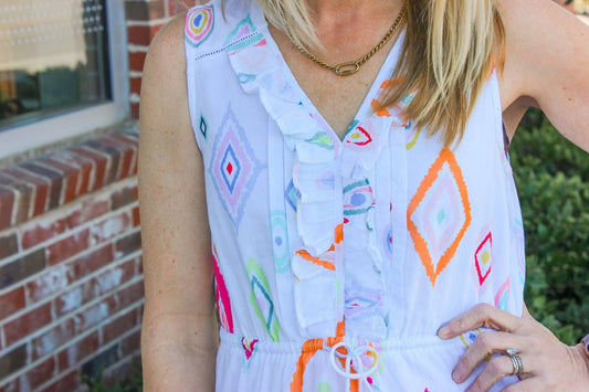 Charlie B - Printed Sleeveless Ruffled Dress