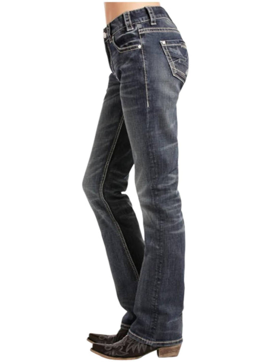 Rock & Roll Denim - Mid Rise Boot Cut Boyfriend Fit Jeans