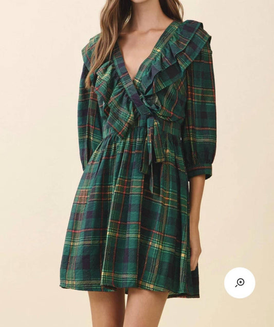Tcec - Plaid Deep V Neck Wrap Dress