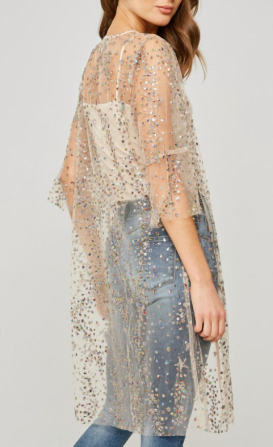 Hayden La - Sheer Glitter Sequin Kimono