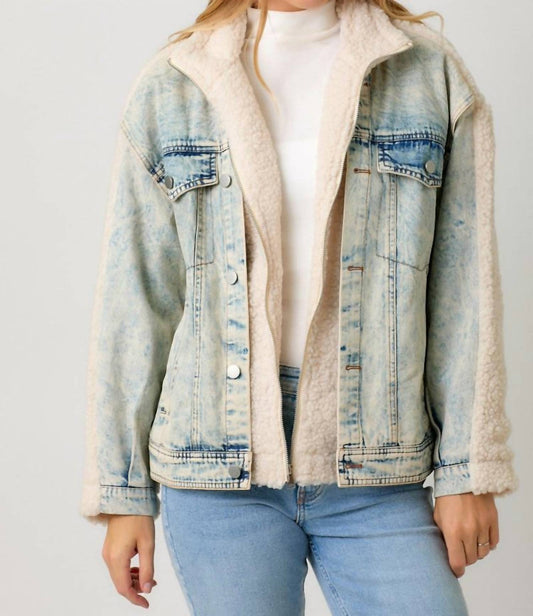 Mystree - Halfsies Denim And Sherpa Jacket