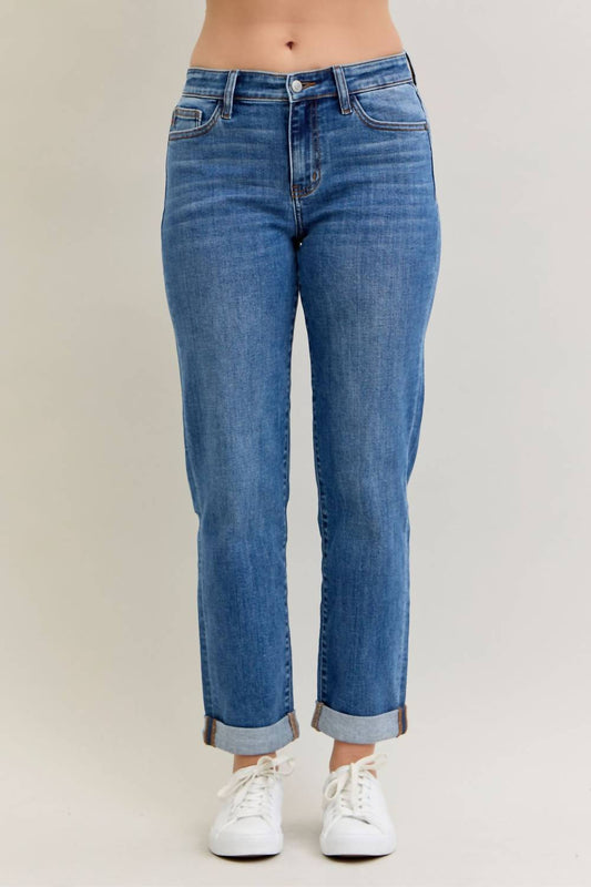 Judy Blue - Mid Rise Classic Cuffed Boyfriend Jeans