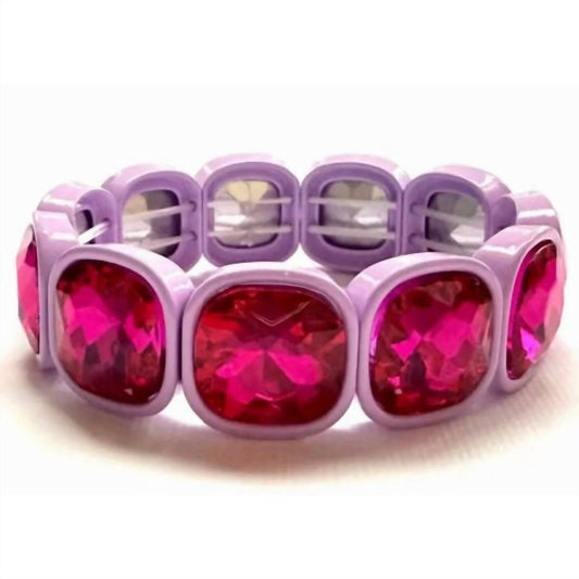Iconic Mi - Women's Square Crystal Gemstone Stretch Bracelet
