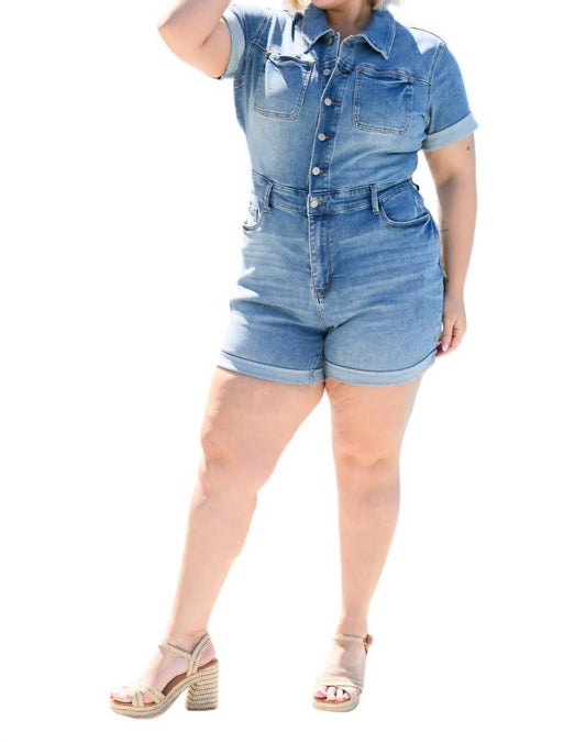 Judy Blue - High Rise Short Sleeve Romper
