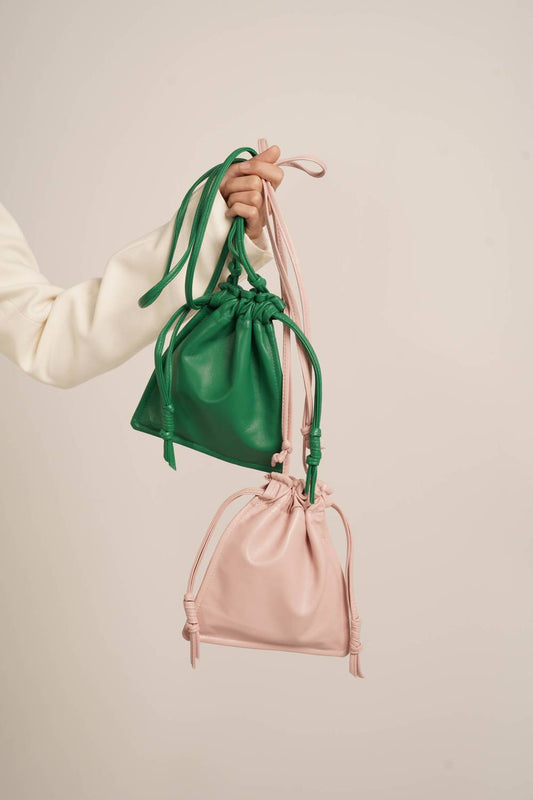 Lemiz - Women's Mini Bowie Drawstring Crossbody Leather Bag