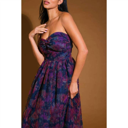 Flying Tomato - Strapless Organza Midi Dress